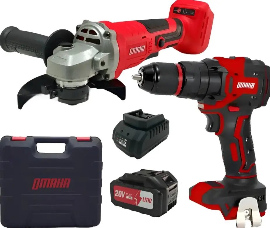 Kit Taladro + Amoladora 20V + Batería y Maletín - Omaha