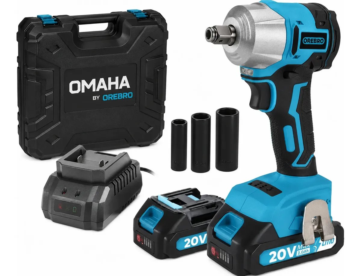 Llave de impacto 20v 2 bat + Maletin + Tubos - Orebro