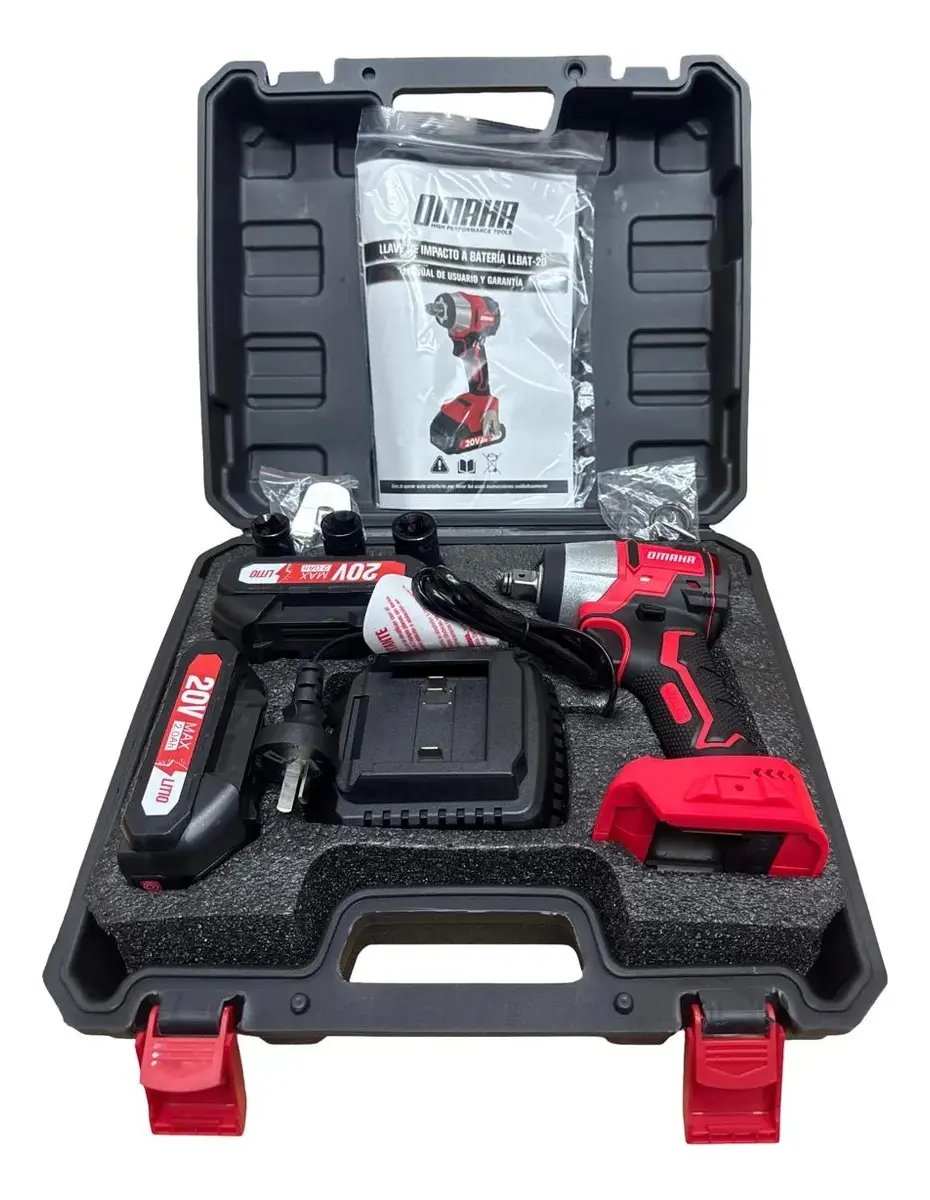 Llave de Impacto 20V 1/2" + 2 Baterías, Maletín y Tubos - Omaha 2