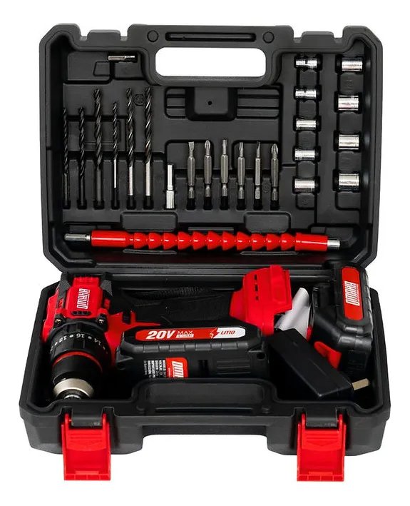 Taladro Percutor Brushless 20V 10 mm + Acces, 2 Baterías y Maletín - Omaha 2